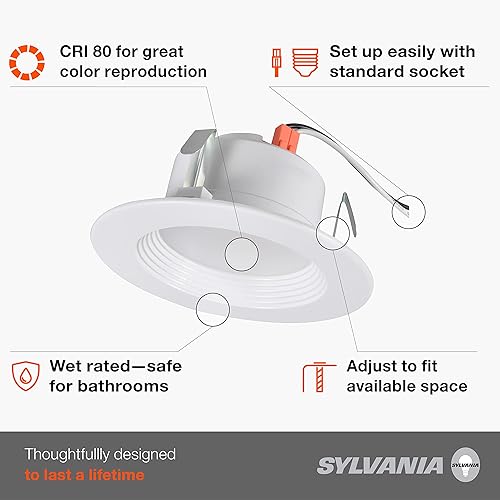 Vista 30 de Sylvania - Kit de luz empotrable de 5 pulgadas/6 pulgadas con tecnología LightSHIELD, LED germicida, 9 W = 65 W, 700 lúmenes, 5 CCT selección