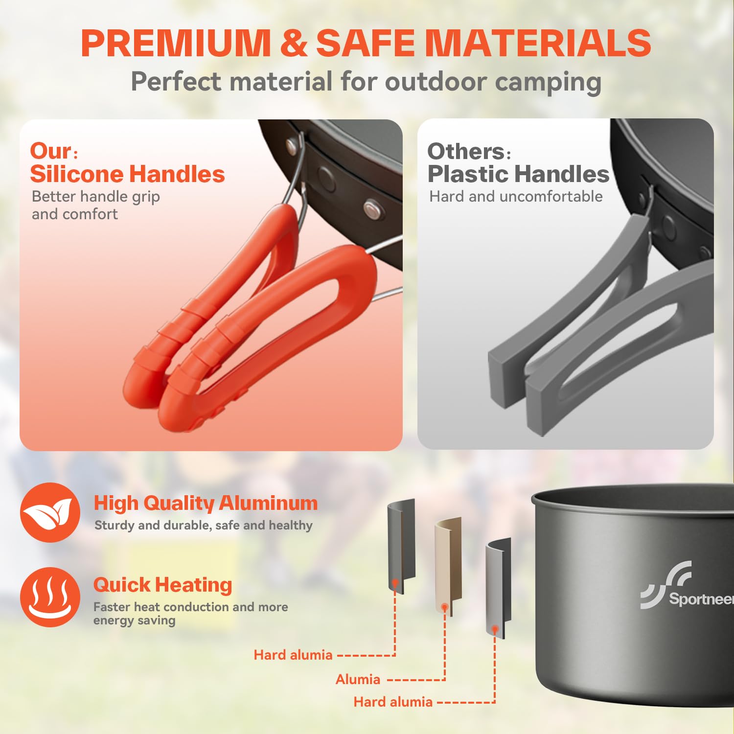 Camping Kochgeschirr Camping Geschirr Set 2 Personen Camping Topf Pfanne Set Und Wasserkocher Mit Tassen Teller Messer LöFfel Gabeln, Camping Besteckset Für Outdoor Picknick Wandern