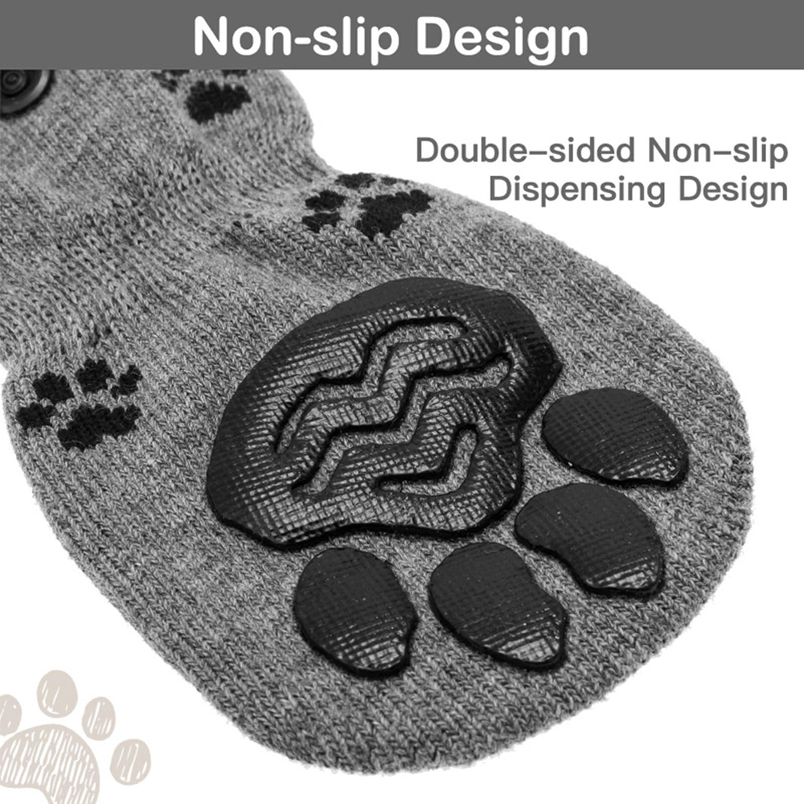 Calzini Antiscivolo per Cani Pavimenti in Legno Scarpe Evitare Che Le Protezioni Zampe degli Animali Domestici Si Lecchino E Scivolino,Grigio,L