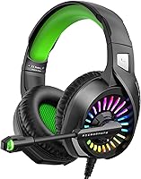 Vista 1 de ZIUMIER Z20 Auriculares para juegos para PS4, PS5, Xbox One, PC, auriculares con cable sobre la oreja con micrófono de aislamiento de ruido, luz LED