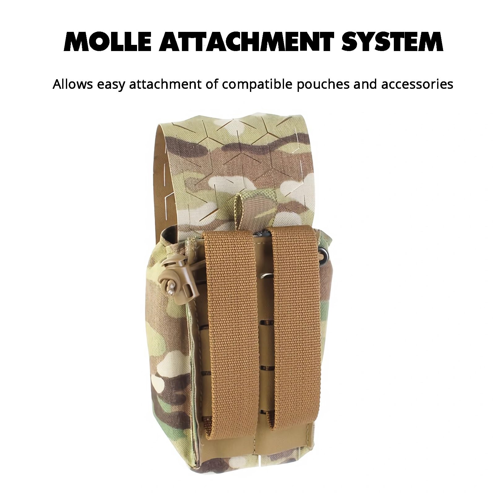 Custodia per Radio MOLLE, Supporto Regolabile per Walkie-talkie | Fibbia a sgancio rapido, Fasce elastiche di ritenzione, Durevole, Leggero, Escursionismo, Campeggio, Airsoft(MC)