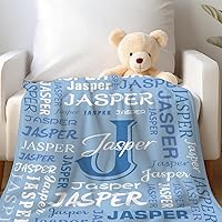 Vista 4 de Manta personalizada con nombre para adolescentes, niñas, niños, mantas de bebé personalizadas de franela ultra suave y acogedora, manta con nombre