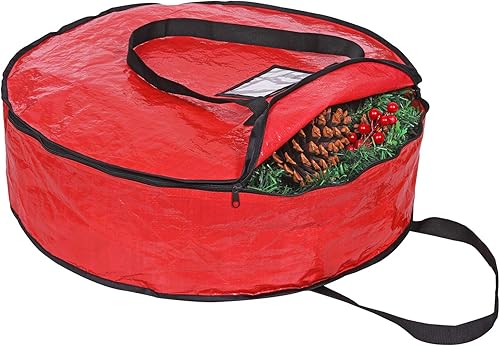 ProPik Bolsa de almacenamiento de corona de Navidad de 36 pulgadas  Contenedor de guirnalda de vacaciones con material resistente a desgarros  Con