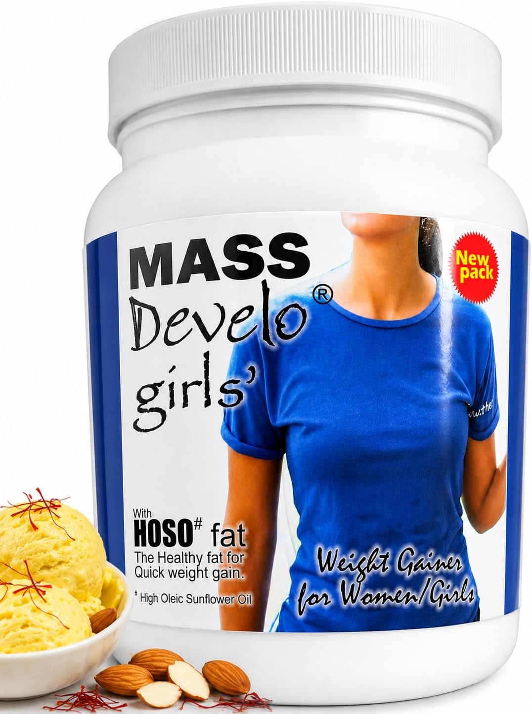 Develo weight & mass gainer protein for women & girls health gain – 1 kg powder (Kesar Badam)