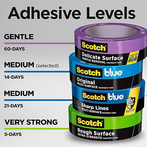 Miniatura 7 de 3M 2090-24EVP. – Cinta adhesiva de 94 pulgadas x 60 yardas Scotch – Cinta adhesiva Blue Painters, 6 unidades, Azul Paquete de 6