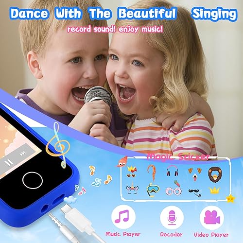 Miniatura 5 de Teléfono de regalo de cumpleaños para niños de 3, 4, 5, 6, 7, 8, 9, 10 años, teléfono inteligente para niños pequeños con cubierta de silicona de