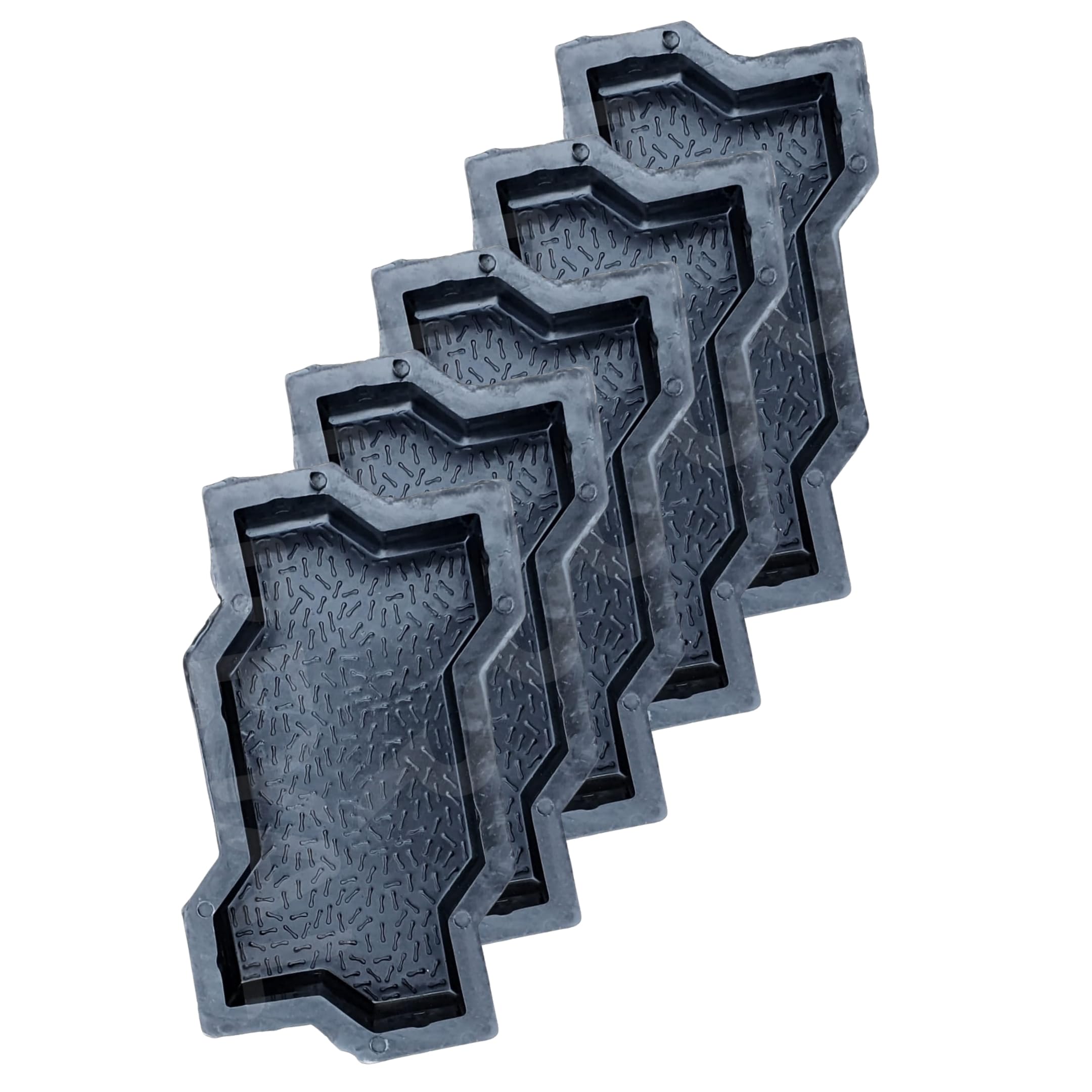 Reyal Black Zigzag Paver Block Mould (Pack of 5) Make in India | PVC Rubber Mould | Outdoor DIY Paver Mould