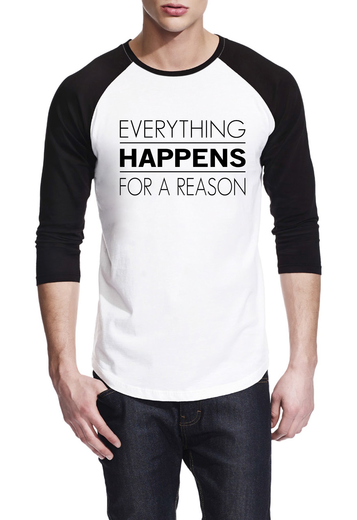 GibGae Everything Happens For A reason Unisex Baseball Tee T-Shirt
