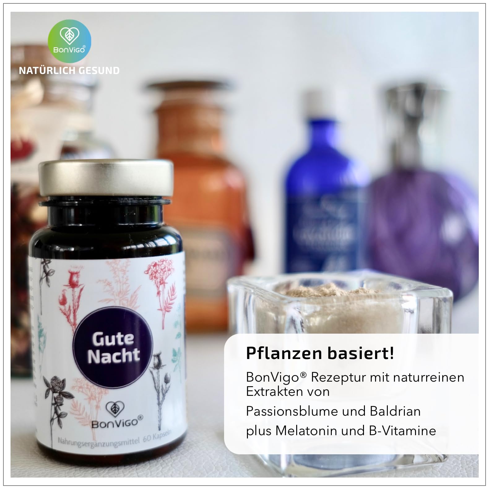 Gute Nacht Kapseln - Jetzt verbessert: Schneller einschlafen mit Melatonin* - Wertvolle Pflanzen-Extrakte Passionsblume und Baldrian - B-Vitamine für Nerven, Herz, Hormone** (2)