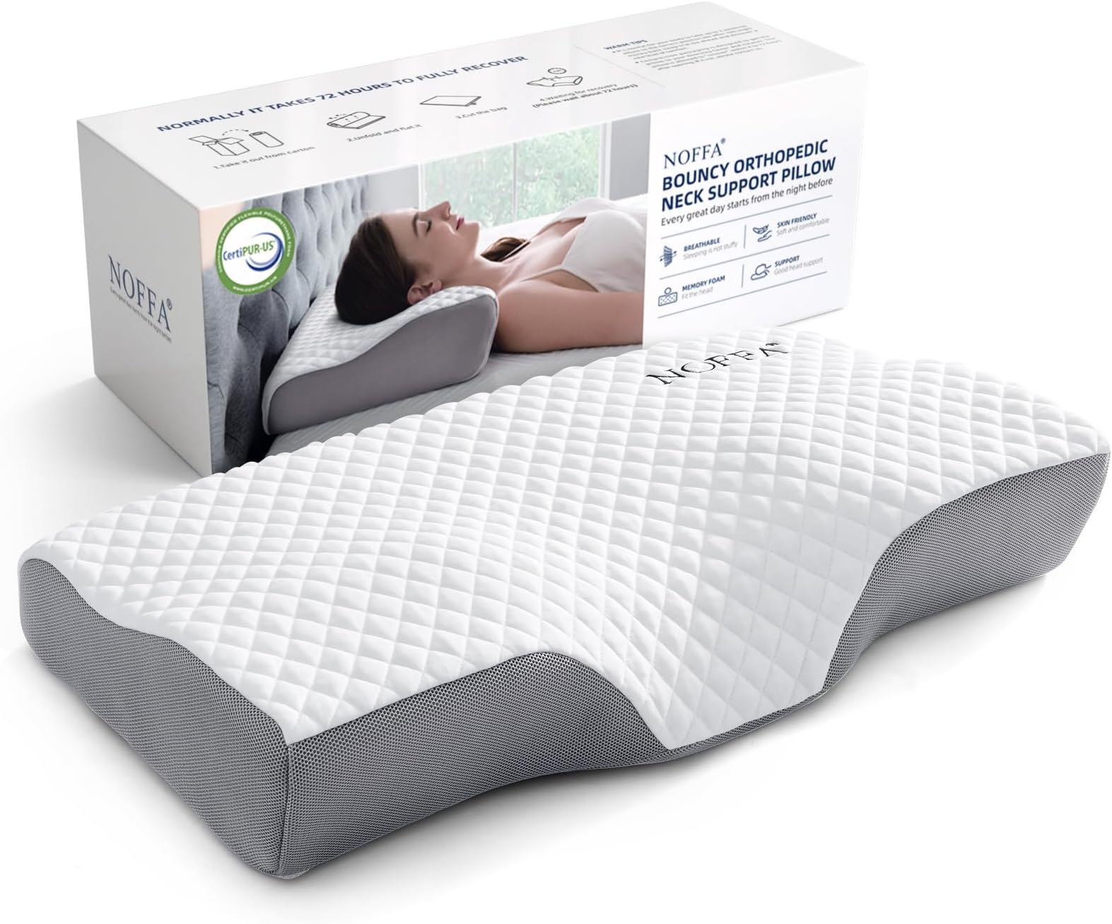 Orthopedic Pillow for Neck Support, Ergonomic Neck Pillow for Sleeping, Cervical Memory Foam Pillow, Pillow Side Sleeper Neck and Shoulder Support