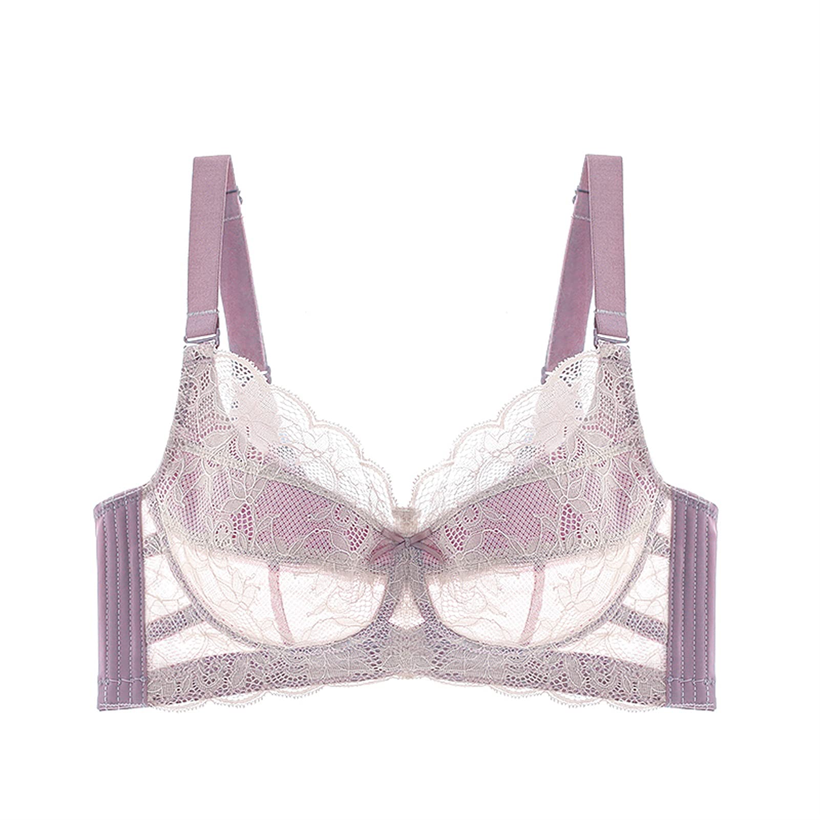 Reggiseno trasparente per donna, senza fili Full Figura Reggiseni in pizzo, Plus Size Copertura completa senza imbottitura in pizzo mesh biancheria intima