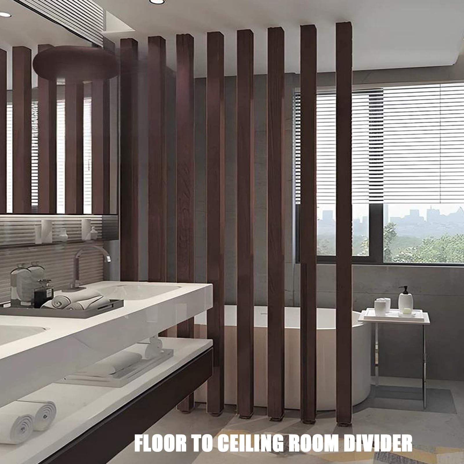 Tabique de metal para suelo con listones, separador de columna ajustable (100 cm, para uso doméstico y oficina)