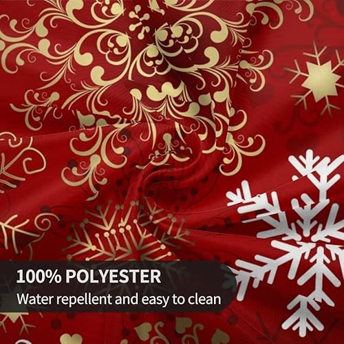 Miniatura 7 de BETGINY Mantel de Navidad redondo de 60 pulgadas con forma de corazón dorado con forma de copos de nieve rojos, mantel de tela de casa de campo,