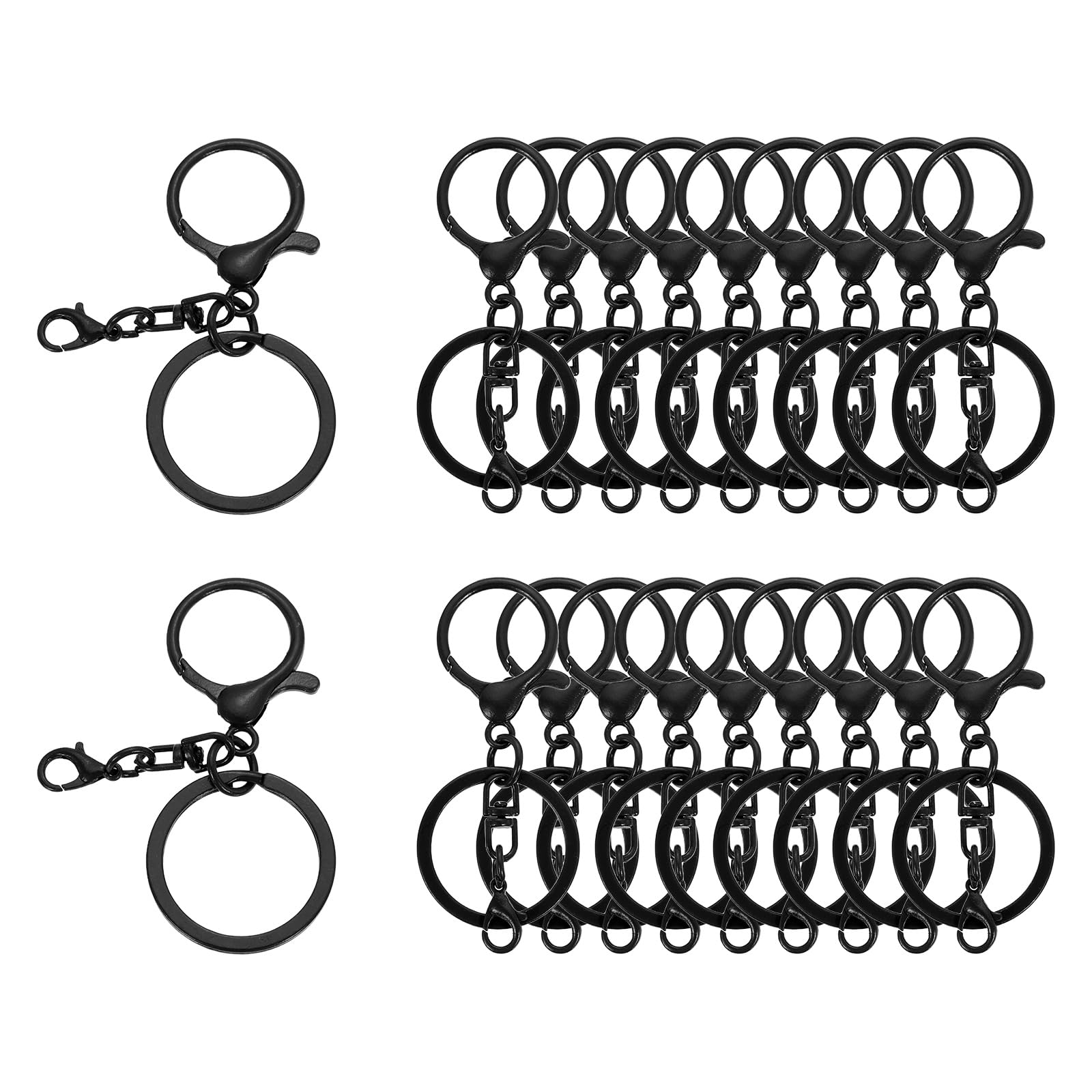 Photo 1 of MECCANIXITY 20 Pcs Large Lobster Claw Clasps with Key Rings, Colorful Keychain Clip Hooks Bulk for Bag Purse Charm Key Chain Supplies DIY Crafts, Black