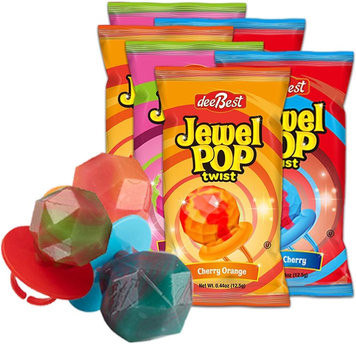 Jewel Pop Twist Ring Shaped Hard Candy 36 Count | Assorted Flavors | 36 Individuals Packs