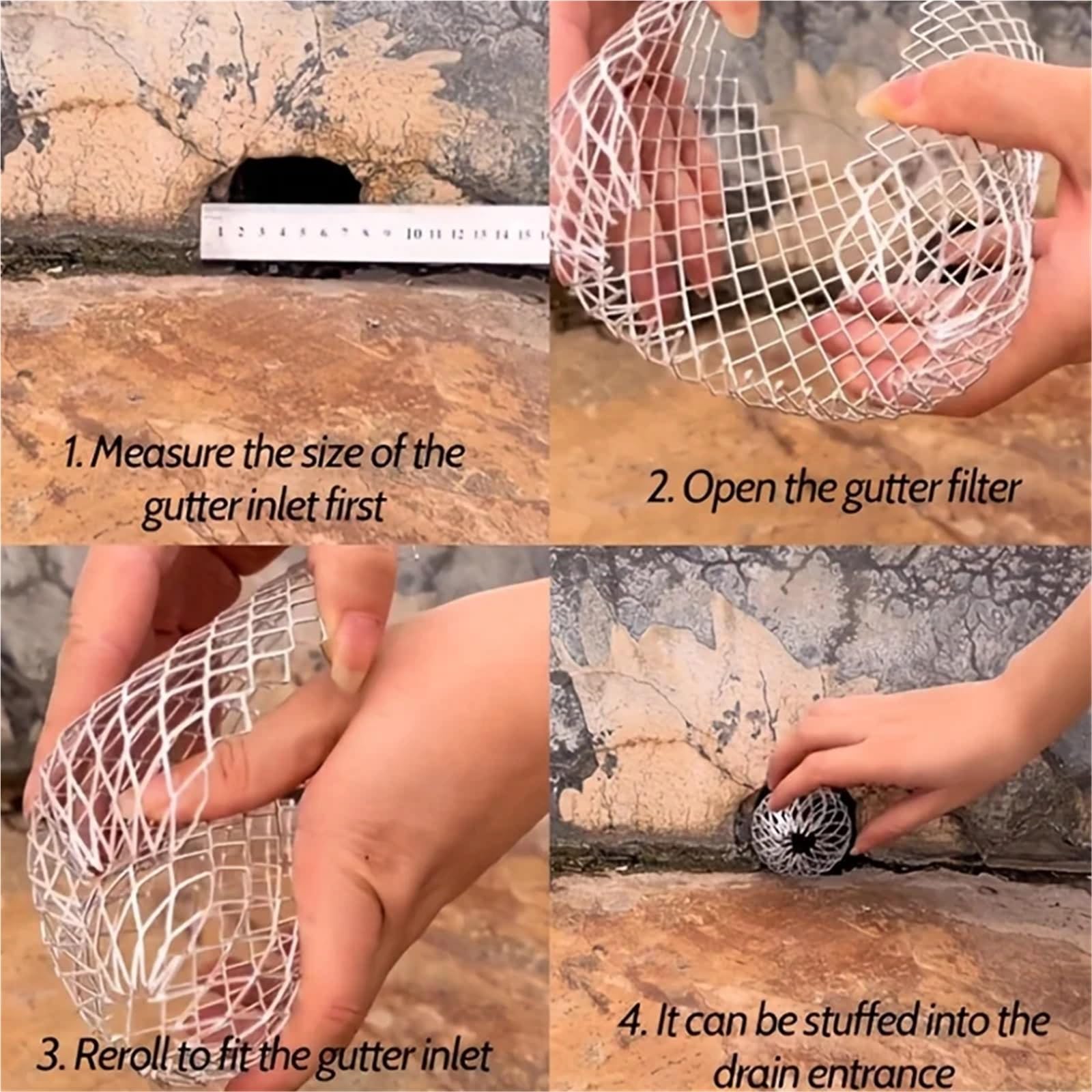 Filtro de aluminio for canalón, protectores trampa barro for residuos hojas, cubierta tubo drenaje, Protector contra obstrucción, 8 Uds para Canalones