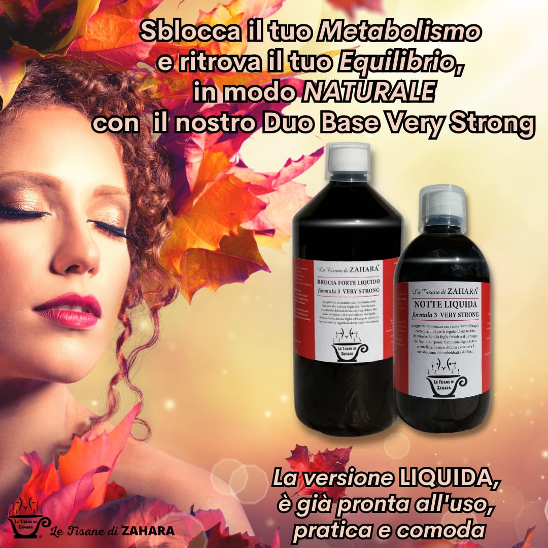 Miscela Forte e Notte Liquido Very Strong, Kit Duo con Tè Verde, Caffè Verde e Garcinia, Migliora la Funzione Digestiva, Aiuta il Drenaggio dei Liquidi, Routine per Giorno e Sera