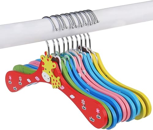Miniatura 8 de Perchas de madera para niños y niños, perchas de madera para ropa de niños, paquete de 10 (patrón aleatorio)