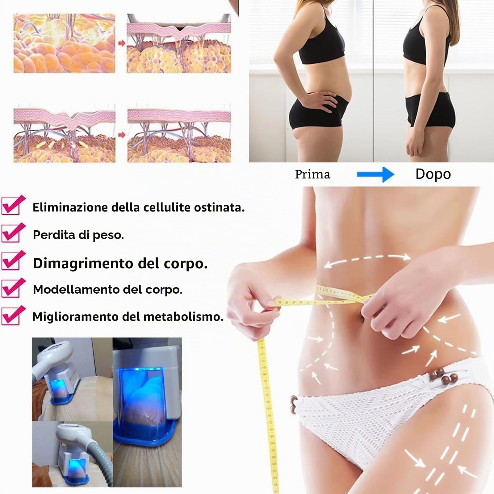 Macchina per Criolipolisi E Congelamento del Grasso, Macchina per Crioterapia a 360°, Macchina per La Rimozione del Grasso, Dispositivo per Criolipolisi per Modellamento del Corpo