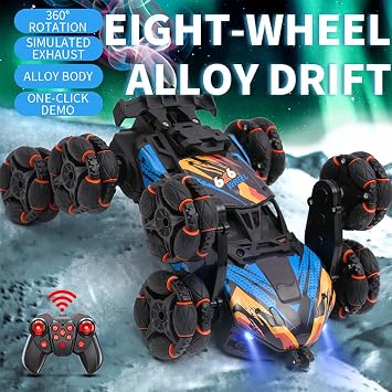 Remote Control Car, Gesture Sensing RC Stunt Car, 8WD Transform Cars Climbing Toys with Spary and Light, 360 Rotating, 2.4GHz 8 Wheels RC Cars with 3 Batteries (Orange)