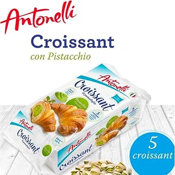 Antonelli Italian Croissants Mixed Flavour Bundle – Chocolate, Pistachio & Strawberry (3 Packs, 15 Individually Wrapped Croissants) | Soft Sweet Breakfast Pastry Snack Variety Pack