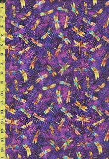 Tropical - Valencia - Small Multi-Colored Dragonflies - 29036-V - Violet Purple- by The Half Yard