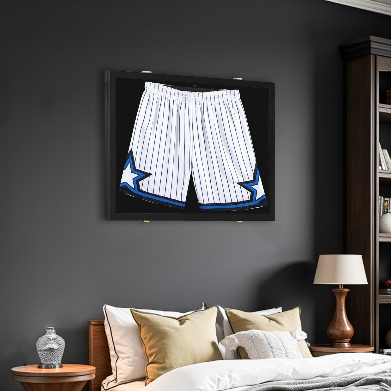 Pants Frame Display Case - Large Sports Shorts Shadow Box with 98% UV Protection Acrylic for Baseball Basketball Football Soccer Hockey Pants, Wall Mount, Black