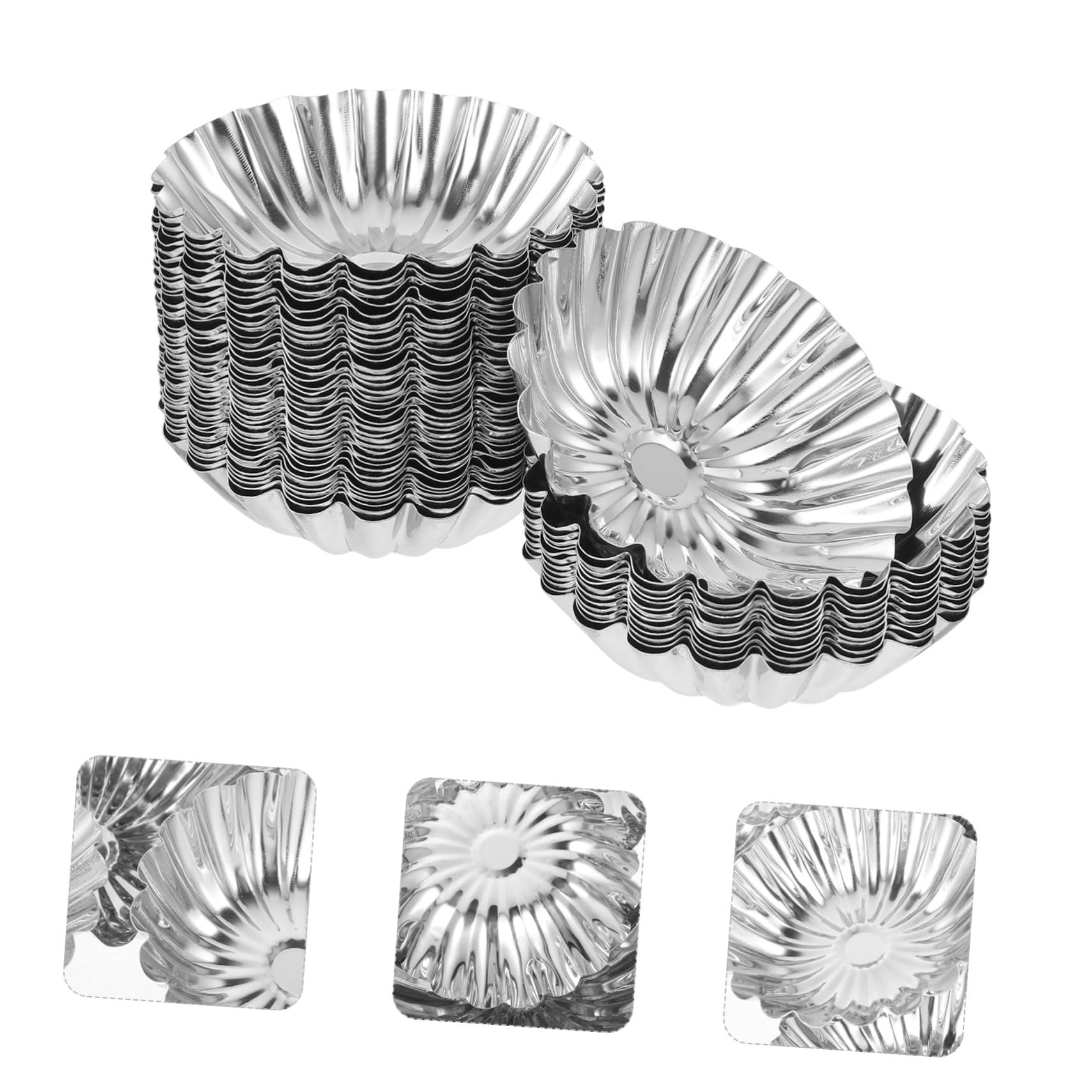 50 piezas Molde para Tartaletas de Huevo de Acero Inoxidable Moldes Creativos para Muffins y Pudín Antiadherentes Resistentes Altas Temperaturas para Repostería Casera