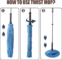 Vista 5 de Eyliden Trapeador con 2 Cabezales Reutilizables, Trapeador de Torsión de Fácil Escurrido, con Mango Largo de 57.5 Pulgadas, Trapeadores Húmedos