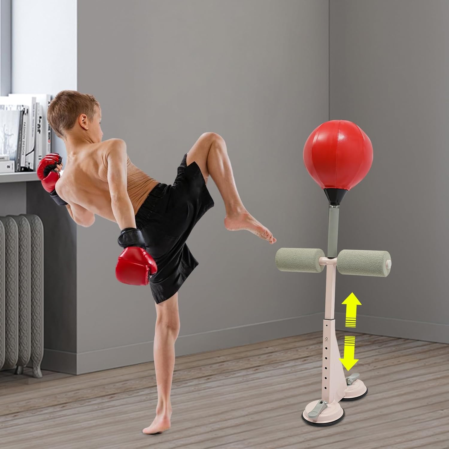 Boxing Bag,Punching Bag with Stand, Speed Boxing Bag for Adults, Dual Suction Cup Boxing Training Ball