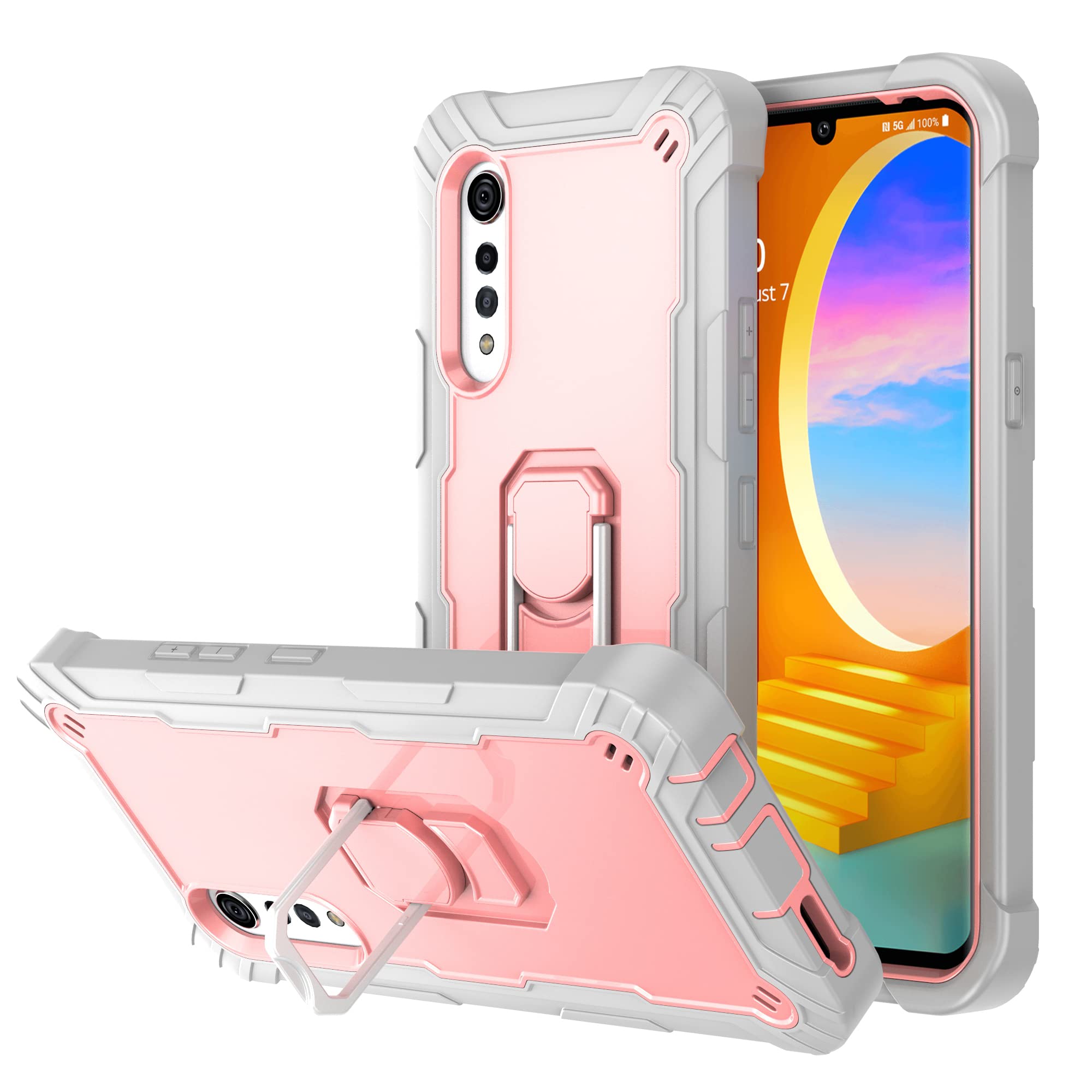 Asuwish Phone Case for LG Velvet 5G/LG Velvet Verizon G5 UW T-Mobile 2020 Cover with Ring Holder Stand Shockproof Hard Full Body Heavy Duty Cell