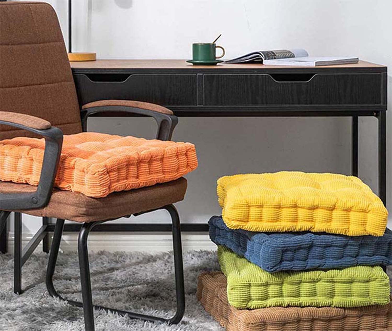 Cuscino rialzista spesso 10 cm, in cotone, quadrato, per casa, ufficio e auto, per uso interno ed esterno, grigio scuro (50 x 50 x 10 cm)