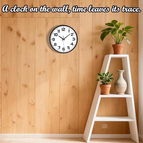Miniatura 2 de Reloj de pared moderno y silencioso de 12 pulgadas, sin tictac, funciona con pilas, reloj analógico redondo grande y fácil de leer de vidrio