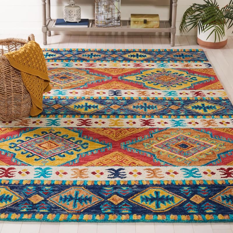 Image of Modern Abstract Hand Tufted Wool Floor Carpet for Home decore Living Room|Home and Bedroom & Hall 6x9 feet (180 x 270cm) Multi H8