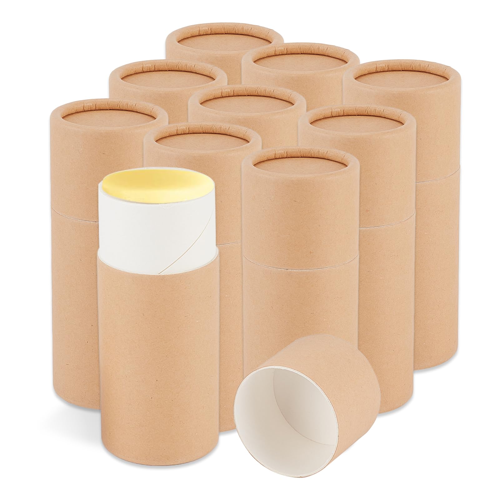 NICENEEDED 10 Tubo de Desodorante de Cartón de 2.1 oz, Envases de Cartón Vacíos para Desodorante, Tubo de Papel Kraft con Forma de Push-Up