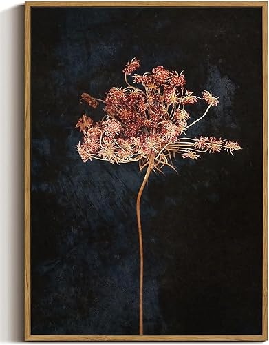 WALLZK Arte de pared enmarcado vintage, decoración de pared botánica Moody botánica, flores secas oscuras, impresiones en lienzo minimalista,