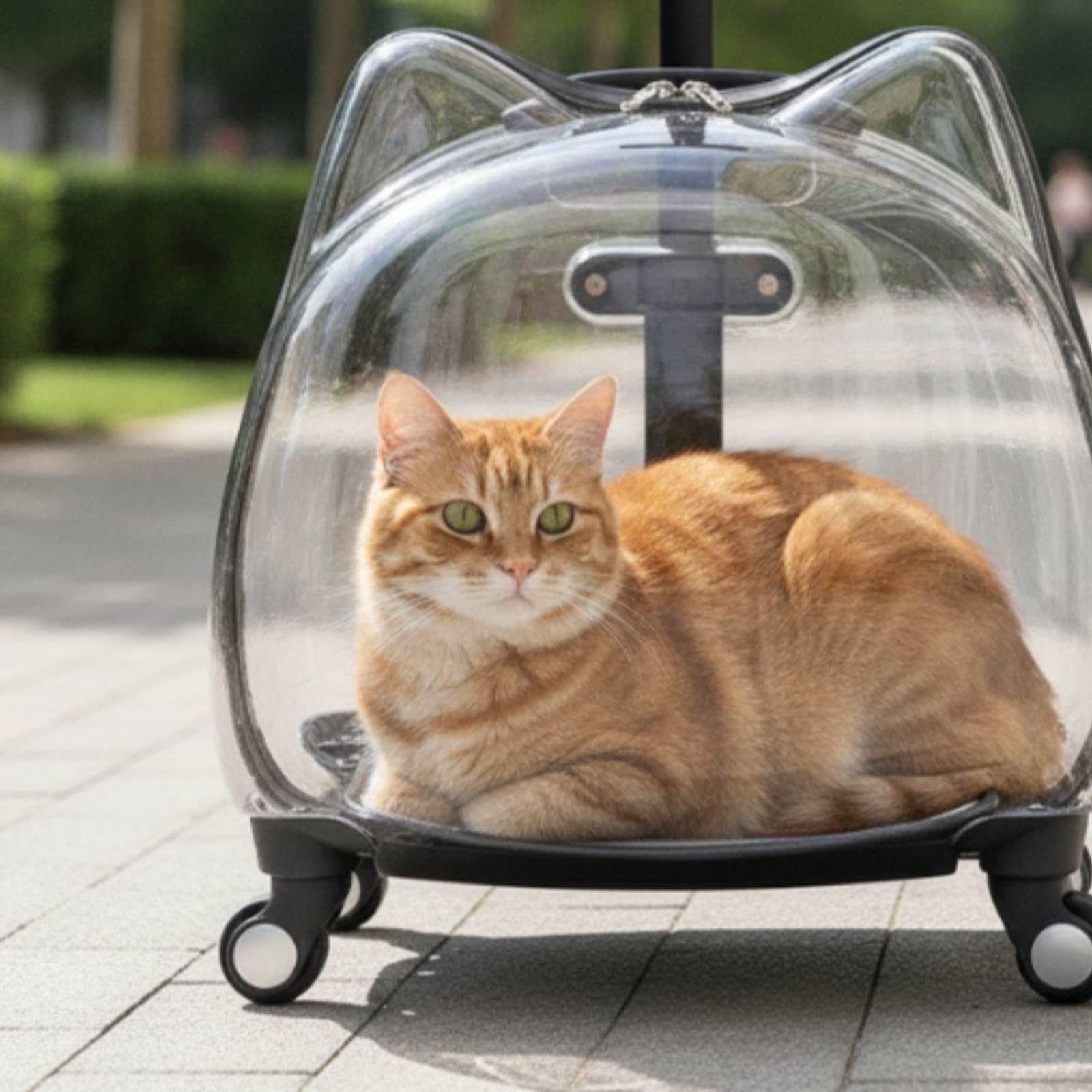 Transportín con Asa Telescópica Transpirable Transportín con Ruedas Amplio Bolsa Transporte para Veterinario, Negro