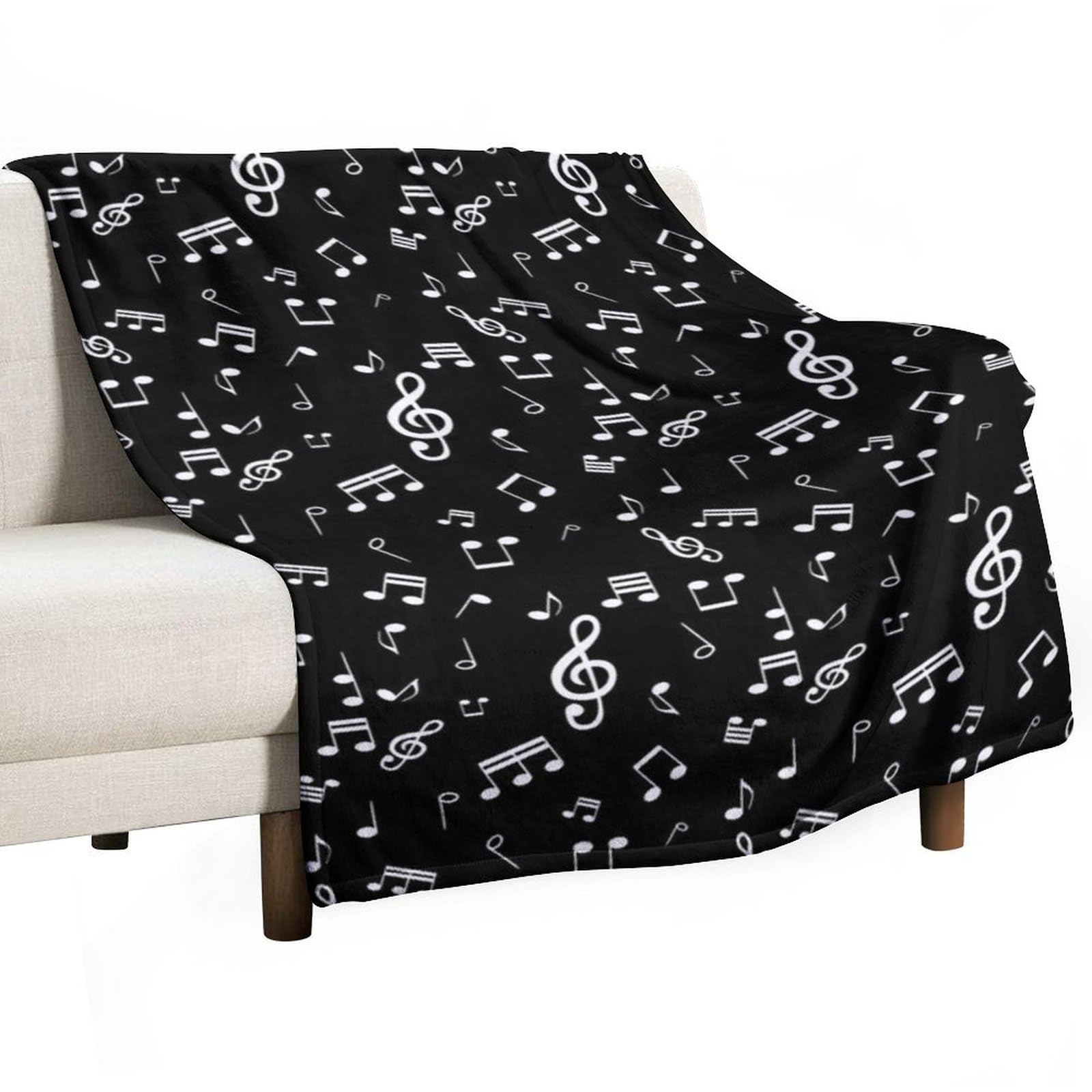 Hxwokrum Flannel Blanket, Music Note Throw Blanket for Couch Sofa Bed Office, Soft And Comfortable Without Pilling