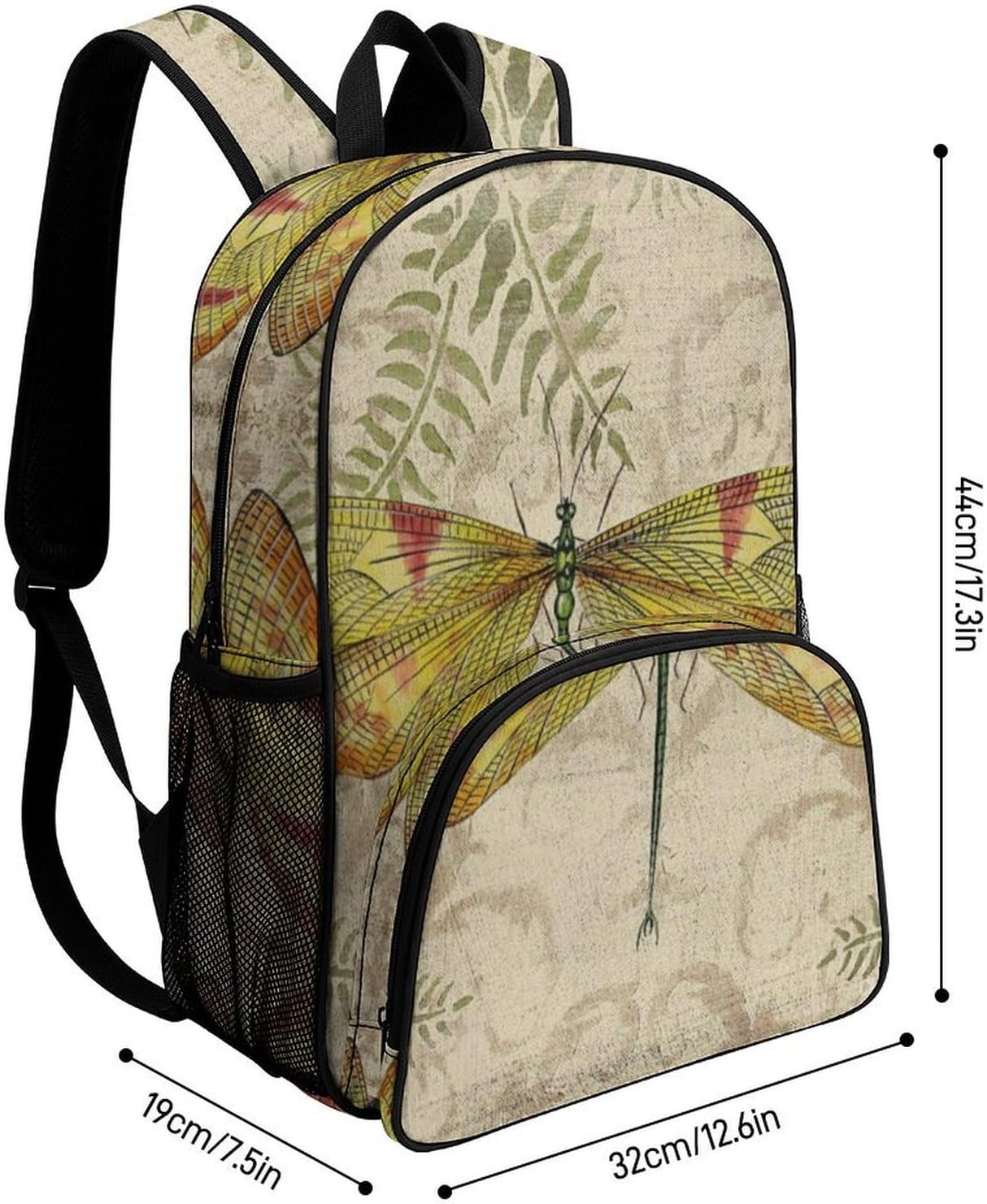 Vintage Style Dragonfly Backpack Waterproof Oxford Cloth Large Capacity Casual Backpack with Adjustable Padded Straps Multipurpose Daypack for Daily Commuter and image 2