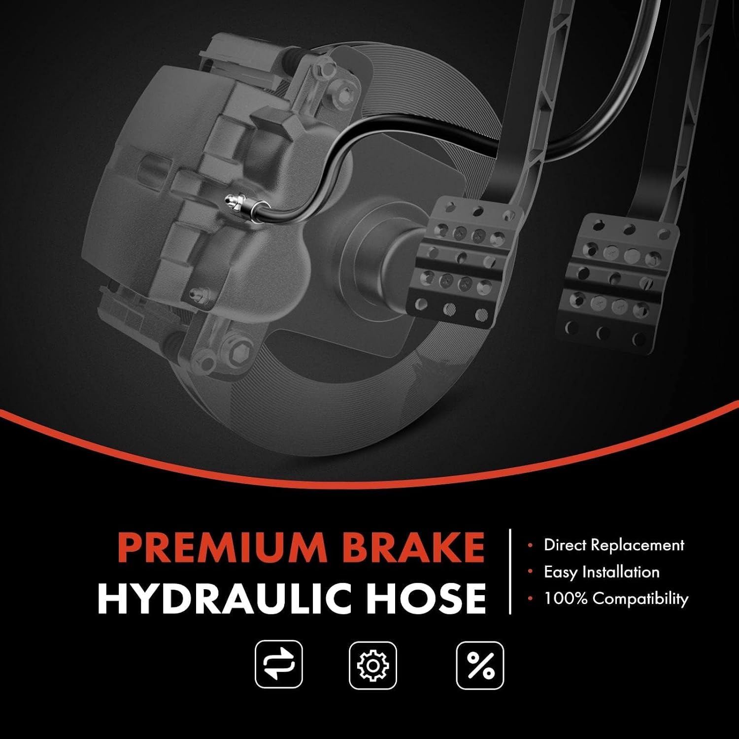 A-Premium Rear Center Brake Hydraulic Hose Compatible with Chevrolet, GMC, Buick, Cadillac, Pontiac and Oldsmobile Models - C10, C20, C30, K15, K25, Impala, Camaro, Blazer, Apollo, Seville, Firebird