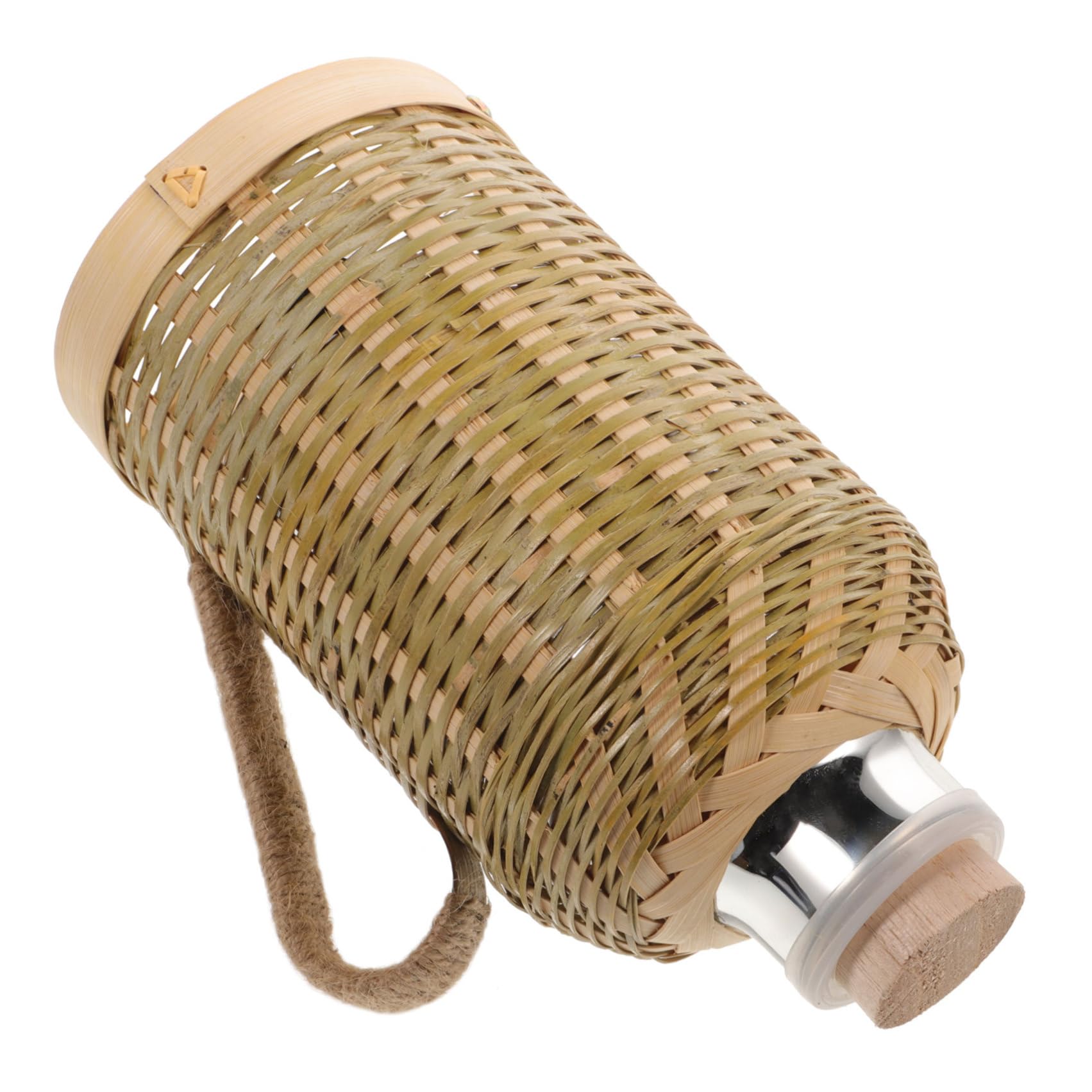 Borraccia Termica in Vetro Rivestimento in Bambù 1,3l, Stile Retrò, Pratica e Riutilizzabile, per Uso Interno ed Esterno, Conserva Calore