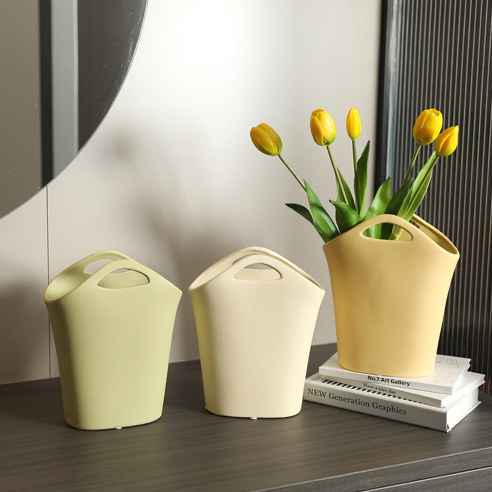 Amazon.co.jp: 花筐 花籠 クリーム色 ins セラミック 花瓶 陶磁器 陶芸 