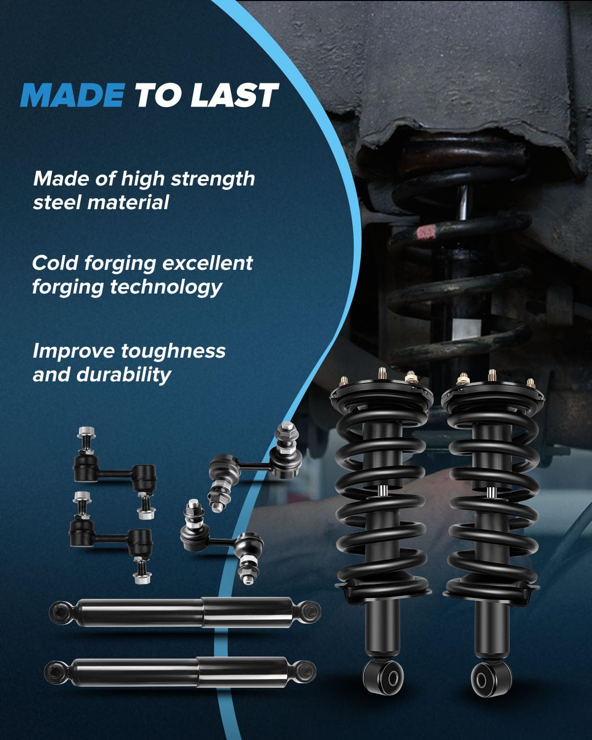Struts Shock suspension kit for 2005 2006 2007 2008 2009 2010 2011 2012 2013 2014 2015 for Nissan Armada Rear shock absorber Front Strut Spring Assembly Stabilizer Bar Link 8 Pcs, 171358