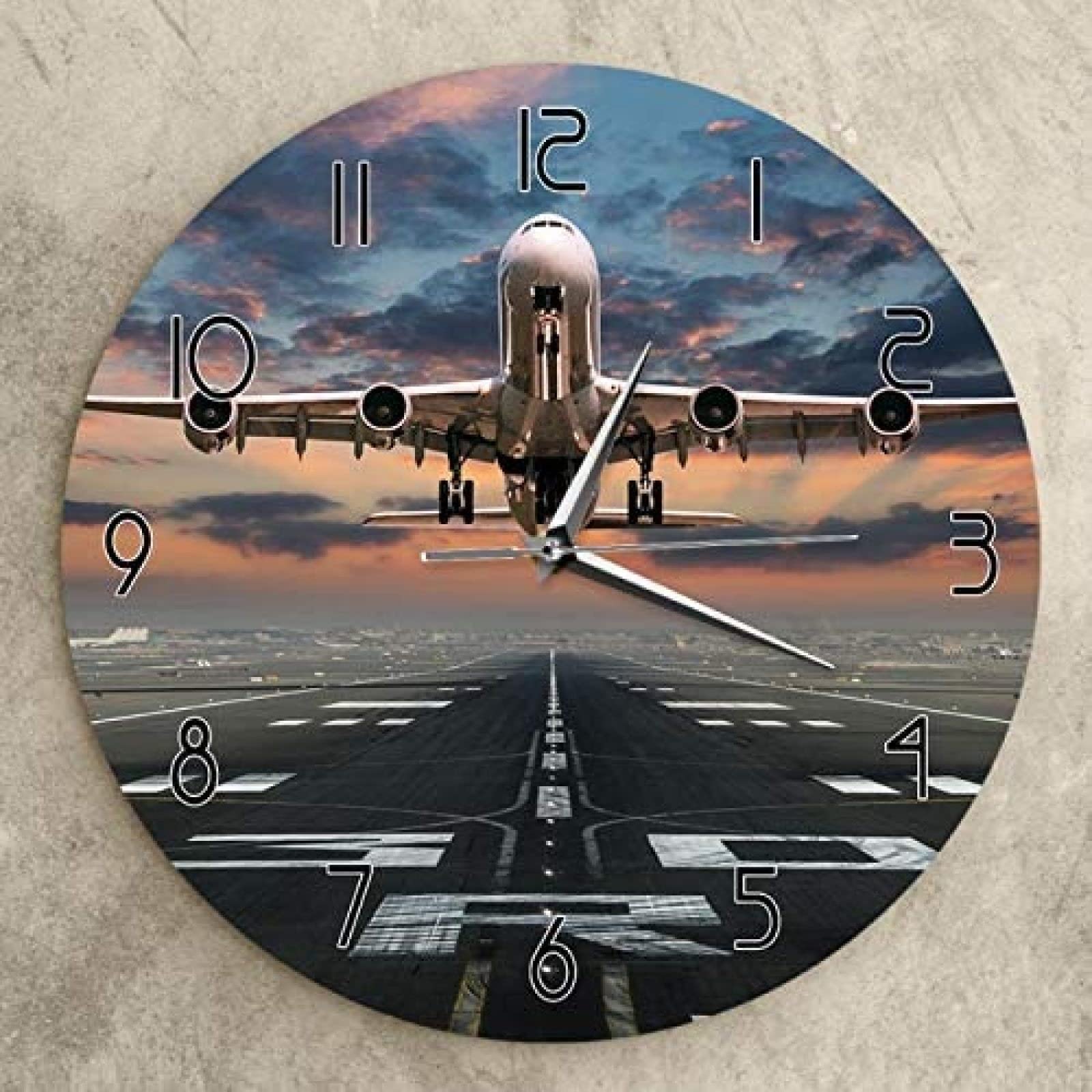 Amazon.co.jp: 壁掛け時計飛行機離陸航空パイロット壁時計日没飛行機