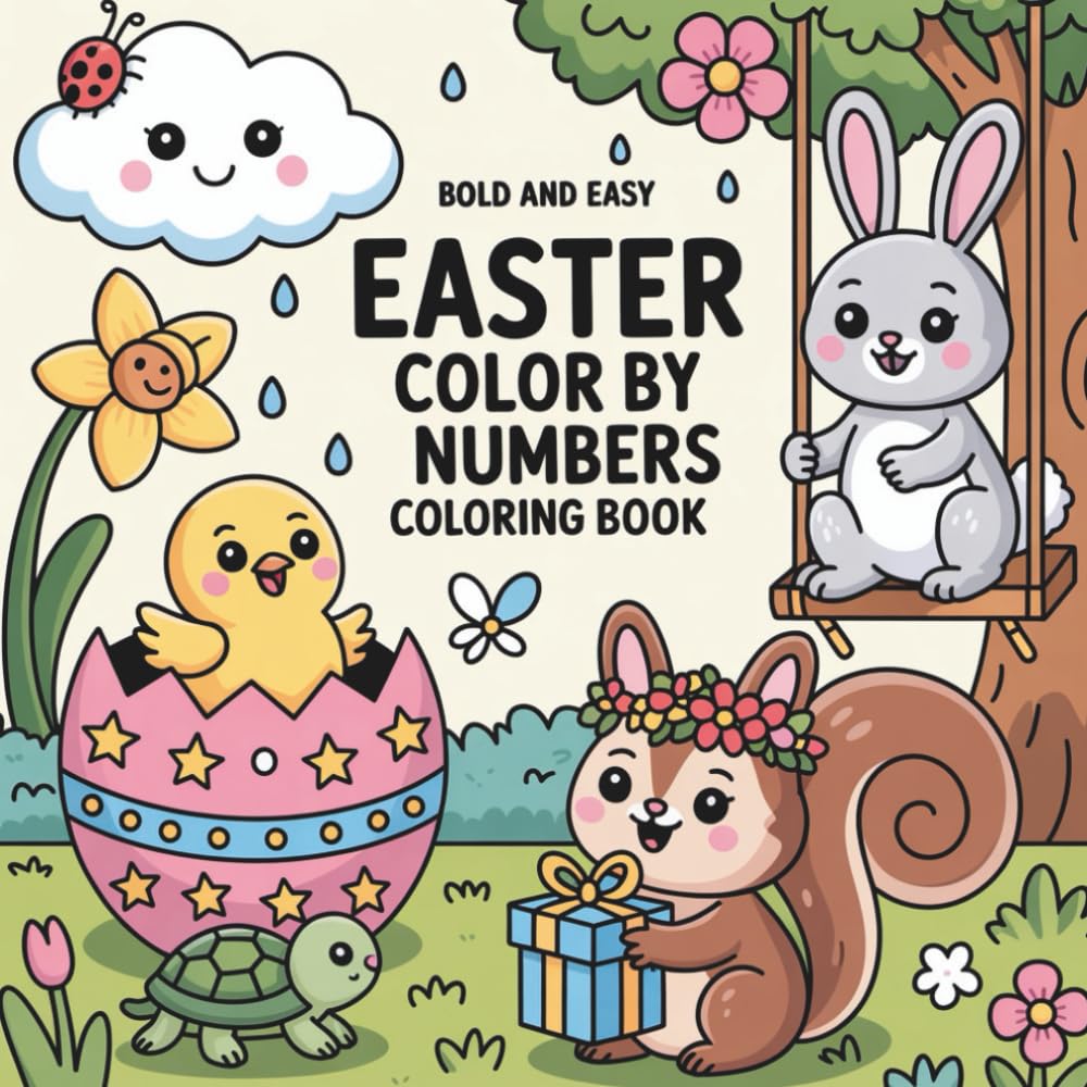 Bold and Easy Easter Color by Numbers Coloring Book: Simple and Fun Color by Number Pages for Preschoolers and Young Kids