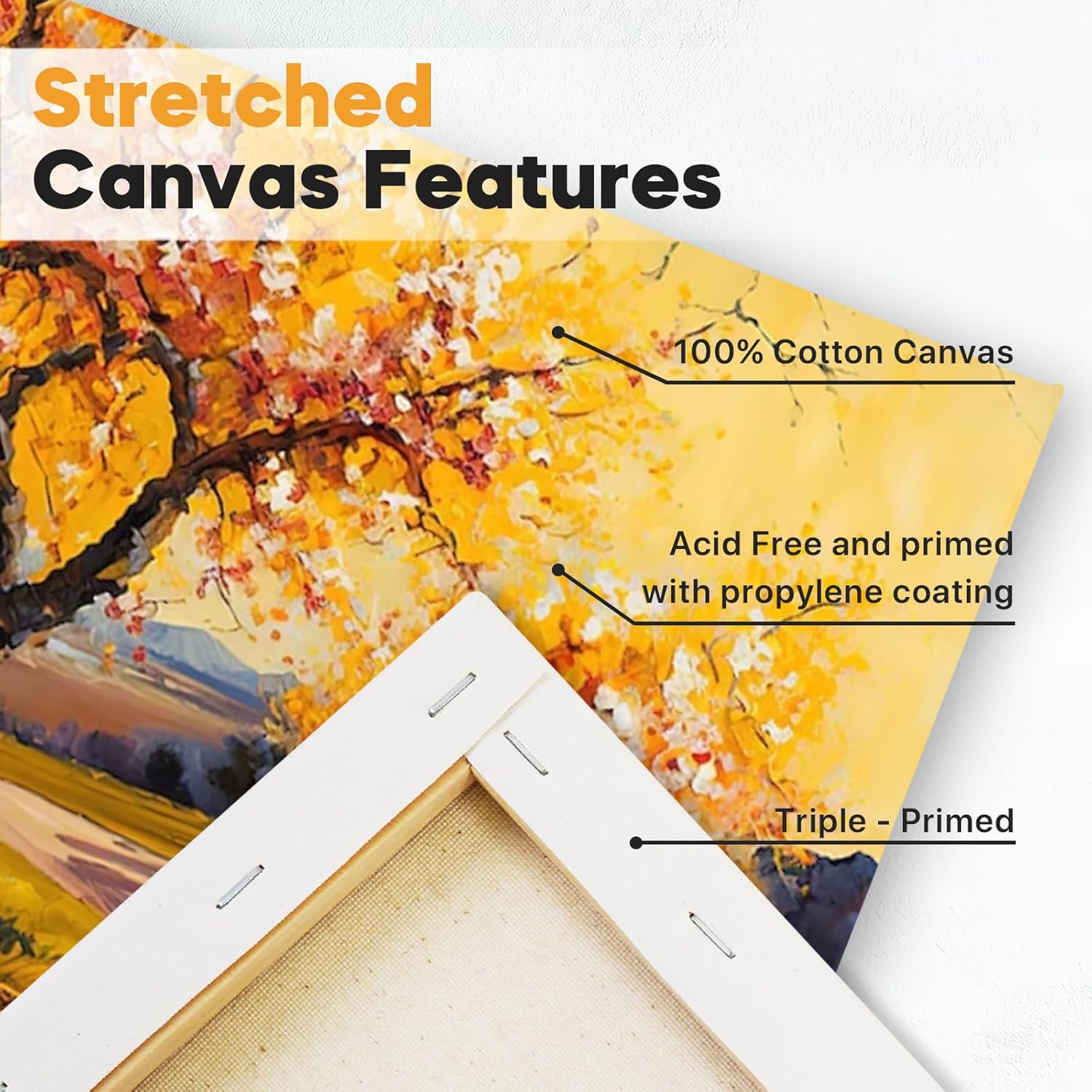 CONDA Large Canvas for Painting 36x48 Inch 2-Pack, Big Stretched Canvas 100% Cotton, Primed Acid-Free, Artist Canvas for Acrylics Oils Pouring Painting