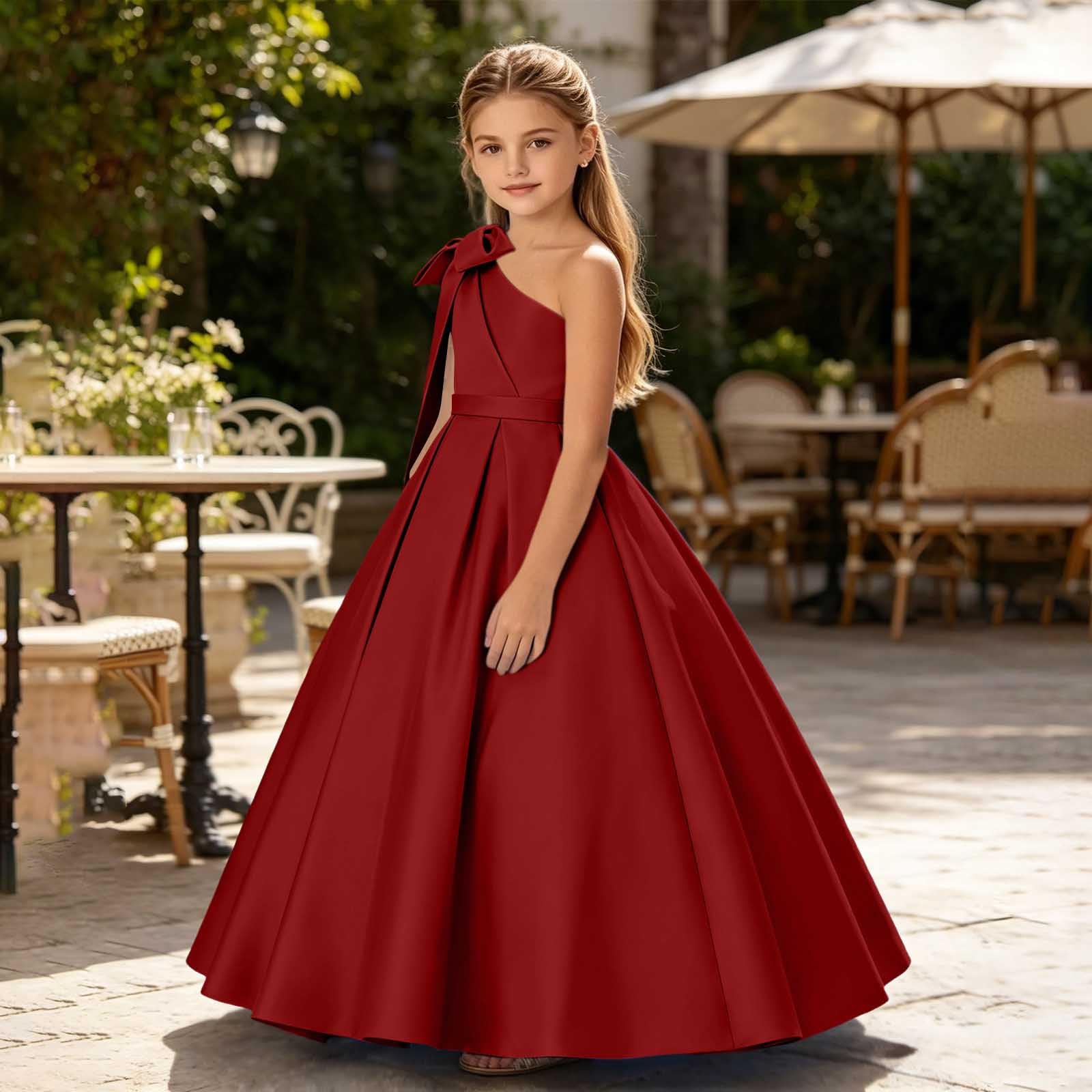 Kleid für Teenager, Mädchen, schulterfrei, langes Brautjungfernkleid, elegant, formell, Geburtstag, Festzug, Abschlussball, Kleid, ärmellos, A-Linie, fließend, Maxikleid, Schultanzkleidung