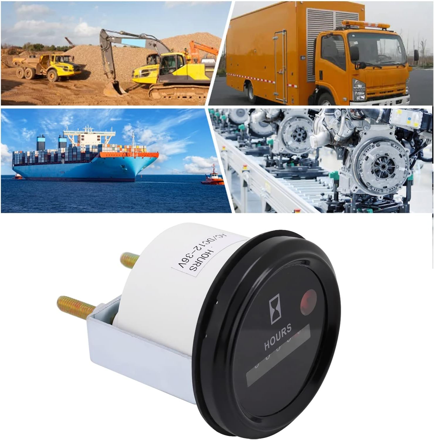 3Pcs Engine Hour Meter, SH-748 Round Hour Meter Count 99999.9 Hour Gauge Tester for Boat Car Truck Engine