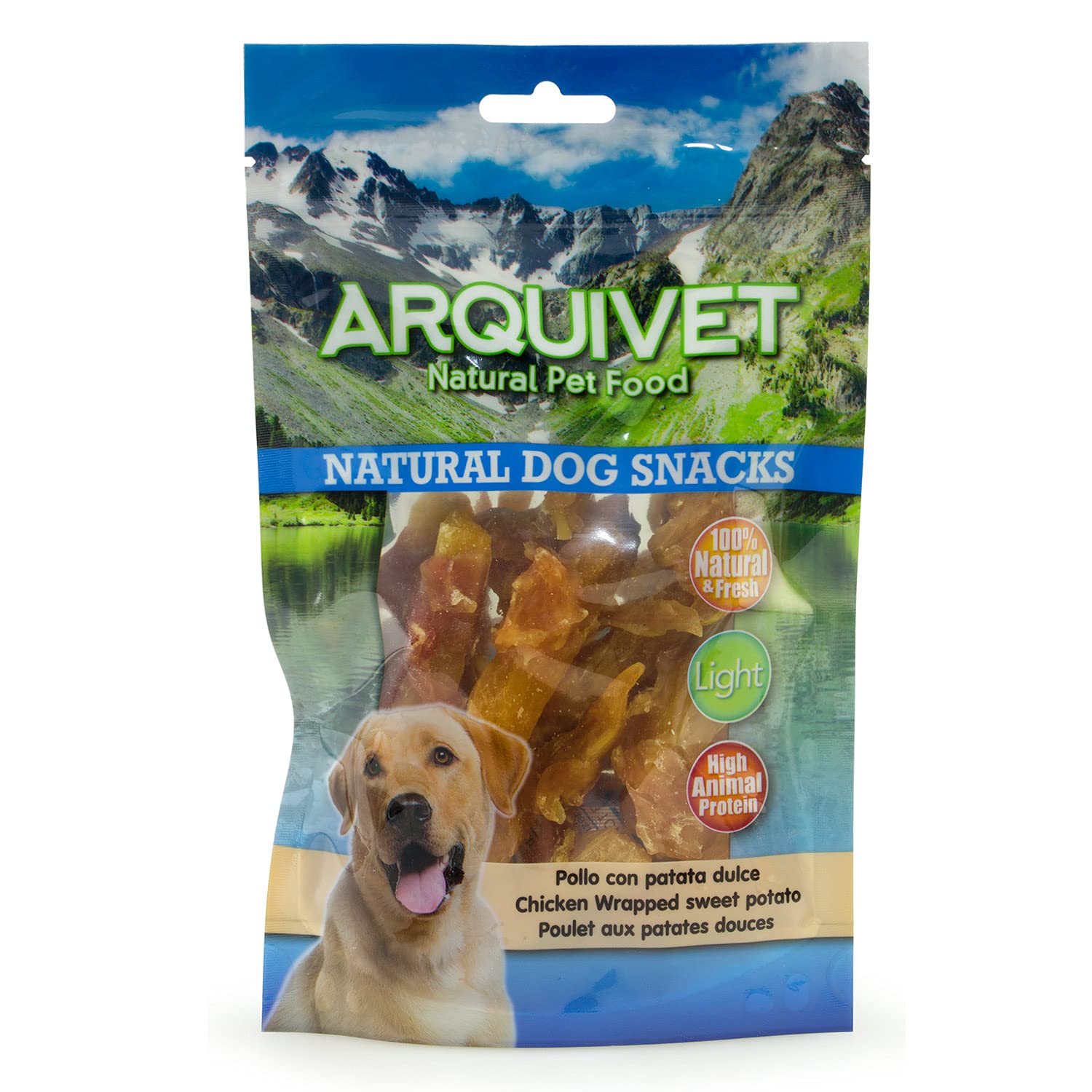 ARQUIVET Packung mit 12 Snacks mit Süßkartoffel, 100 g – Natural Dog Snacks – 100% natürlich – Leckerlis, Leckerlis für Hunde – leichtes Produkt – sehr reich an Nährstoffen