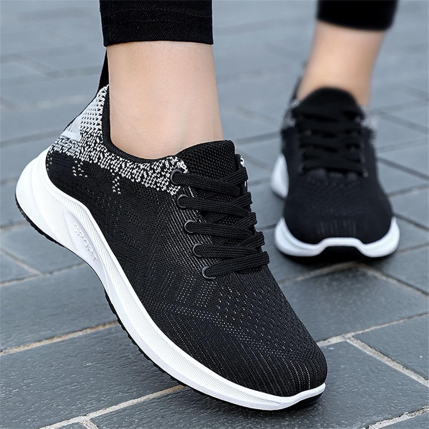 Womens Orthopedic Bowling Shoes，Comfortable Wide Width Mesh Breathable Lightweight Athletic Slip on Sneakers